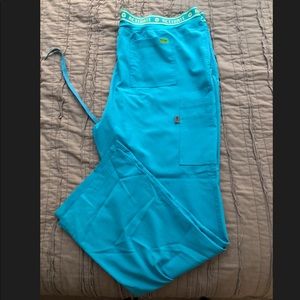 🚫 SOLD- Turquoise Med Couture Cargo Scrub Pants